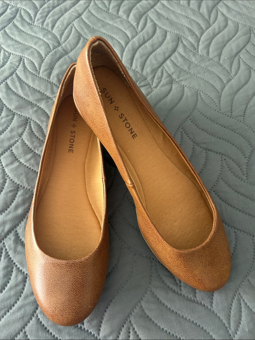 NWOB - Sun + Stone Cognac Brown Ballet Flats